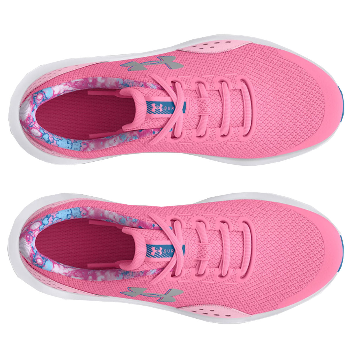 Under Armour GGS Surge 4 Print Trainers - Girls - Sunset Pink/Pink/Metallic Silver