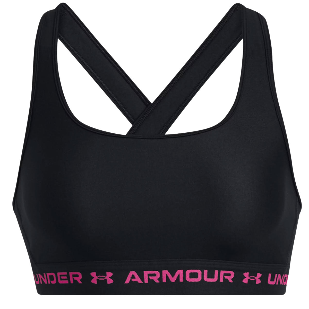 Under Armour Armour Mid Crossback Sports Bra - Womens - Black/Astro Pink