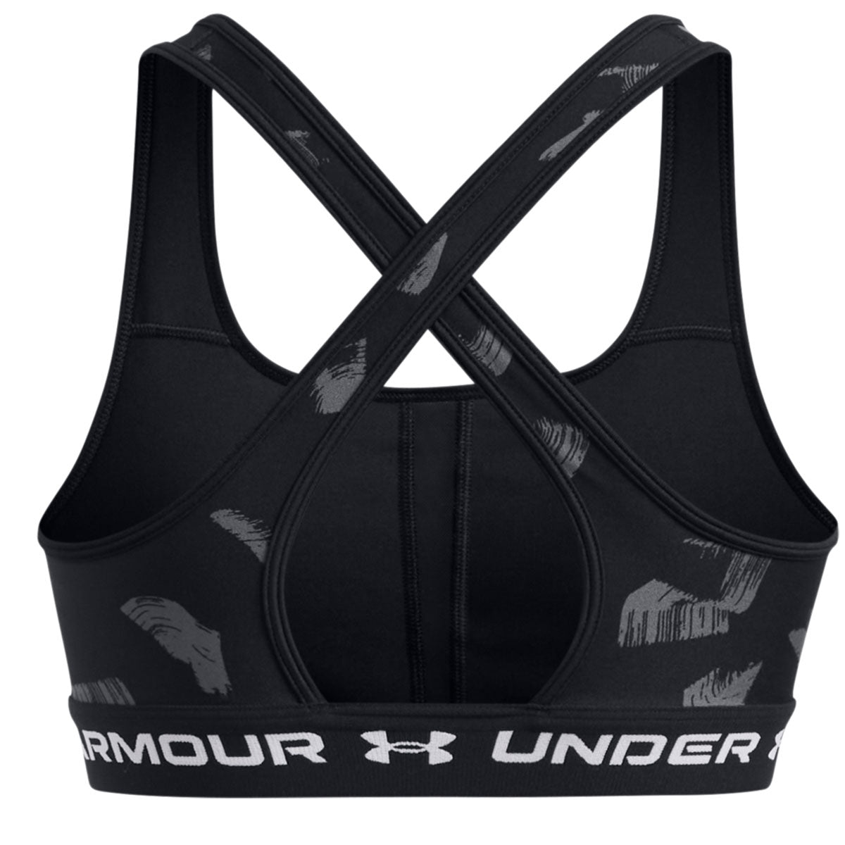 Under Armour Mid Crossback Print Sports Bra - Womens - Black/Castlerock/White