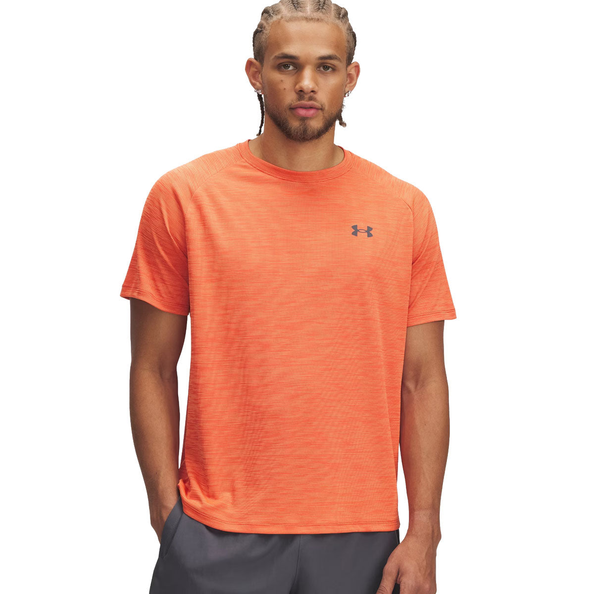 Under Armour Tech Textured Short Sleeve Tee - Mens - Fire Ares Red/Castlerock
