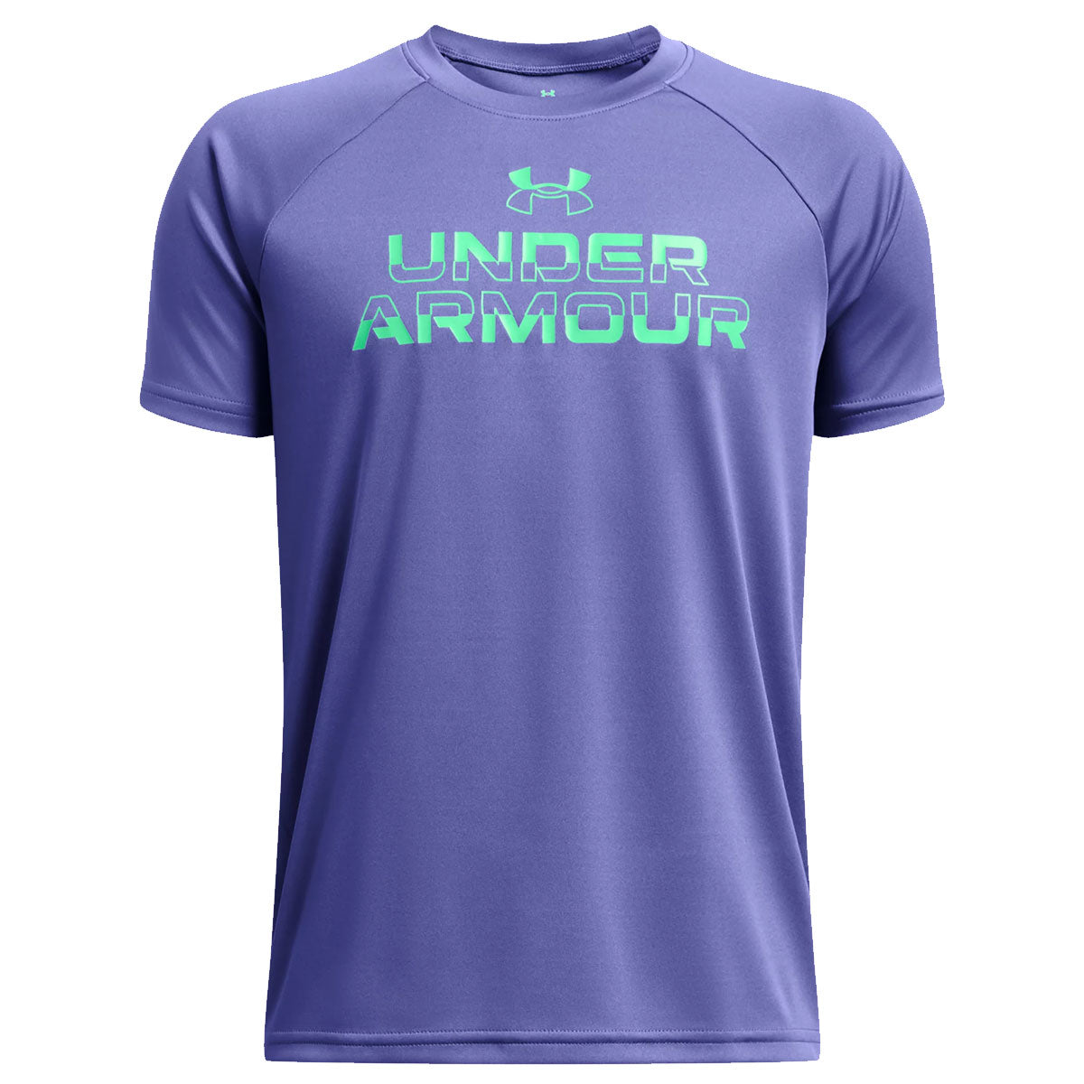 Under Armour Tech Split Wordmark Short Sleeve Tee - Boys - Starlight/Vapor Green