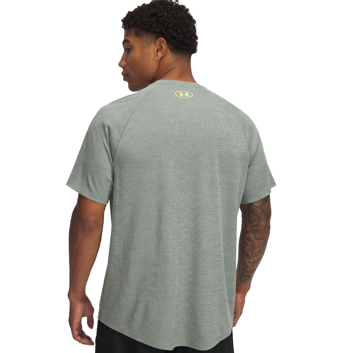 Under Armour Tech Textured Short Sleeve Tee - Mens - Silica Green/High Vis Yellow