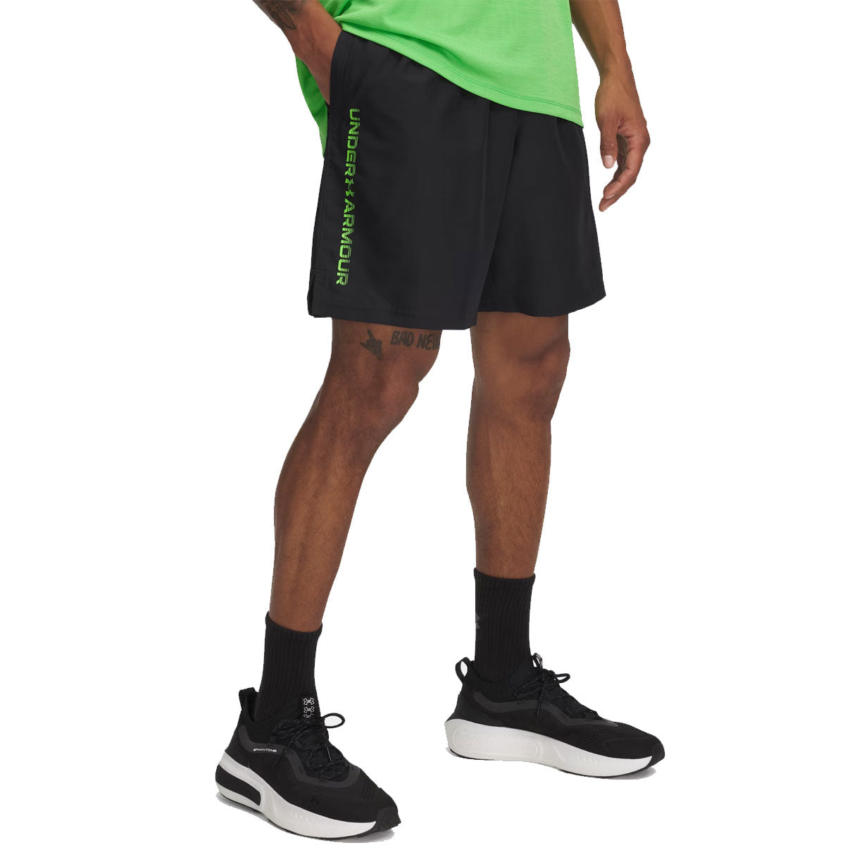 Under Armour Tech Woven Wordmark Shorts - Mens - Black/Cyber Green