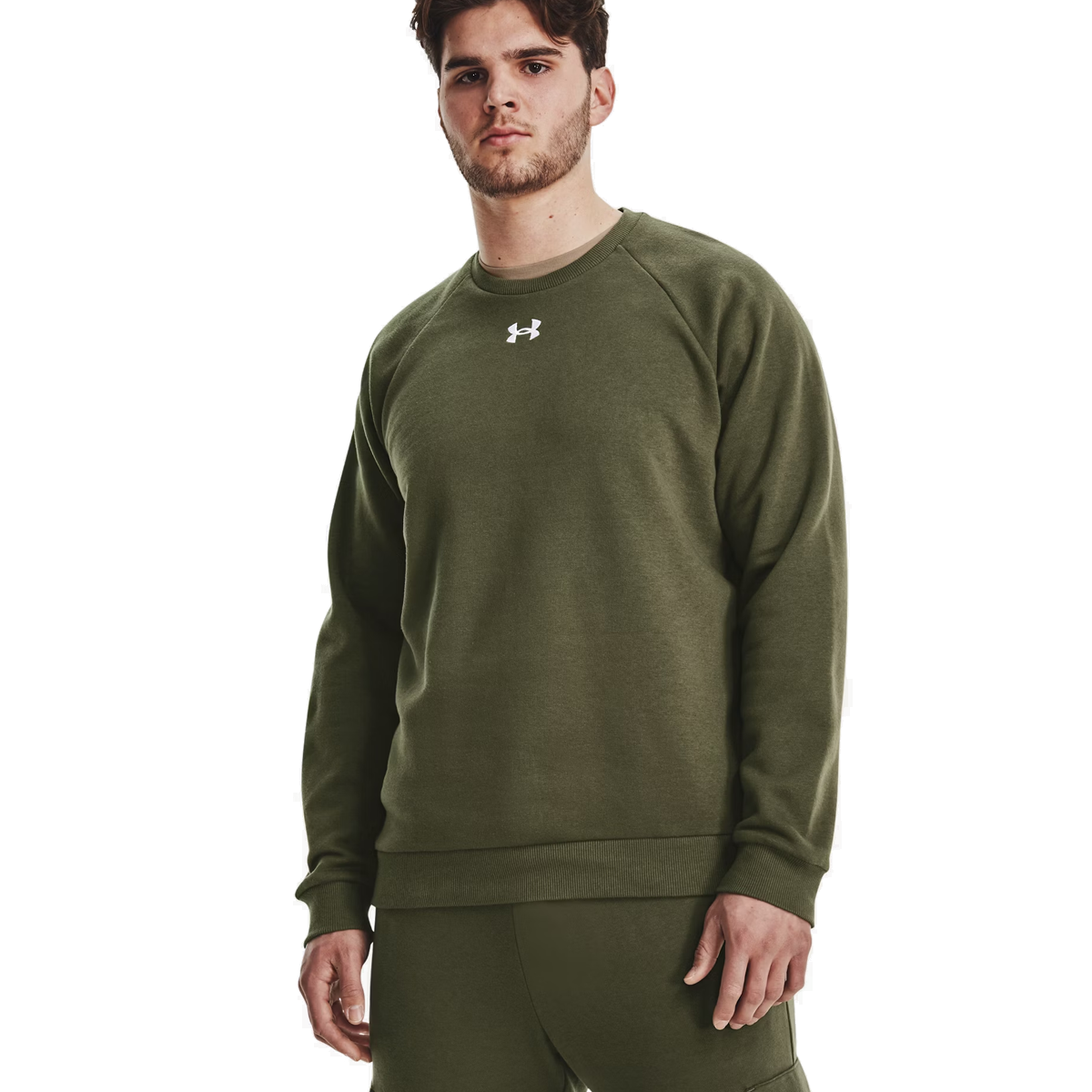 Under Armour Rival Fleece Crew - Mens - Marine OD Green/White