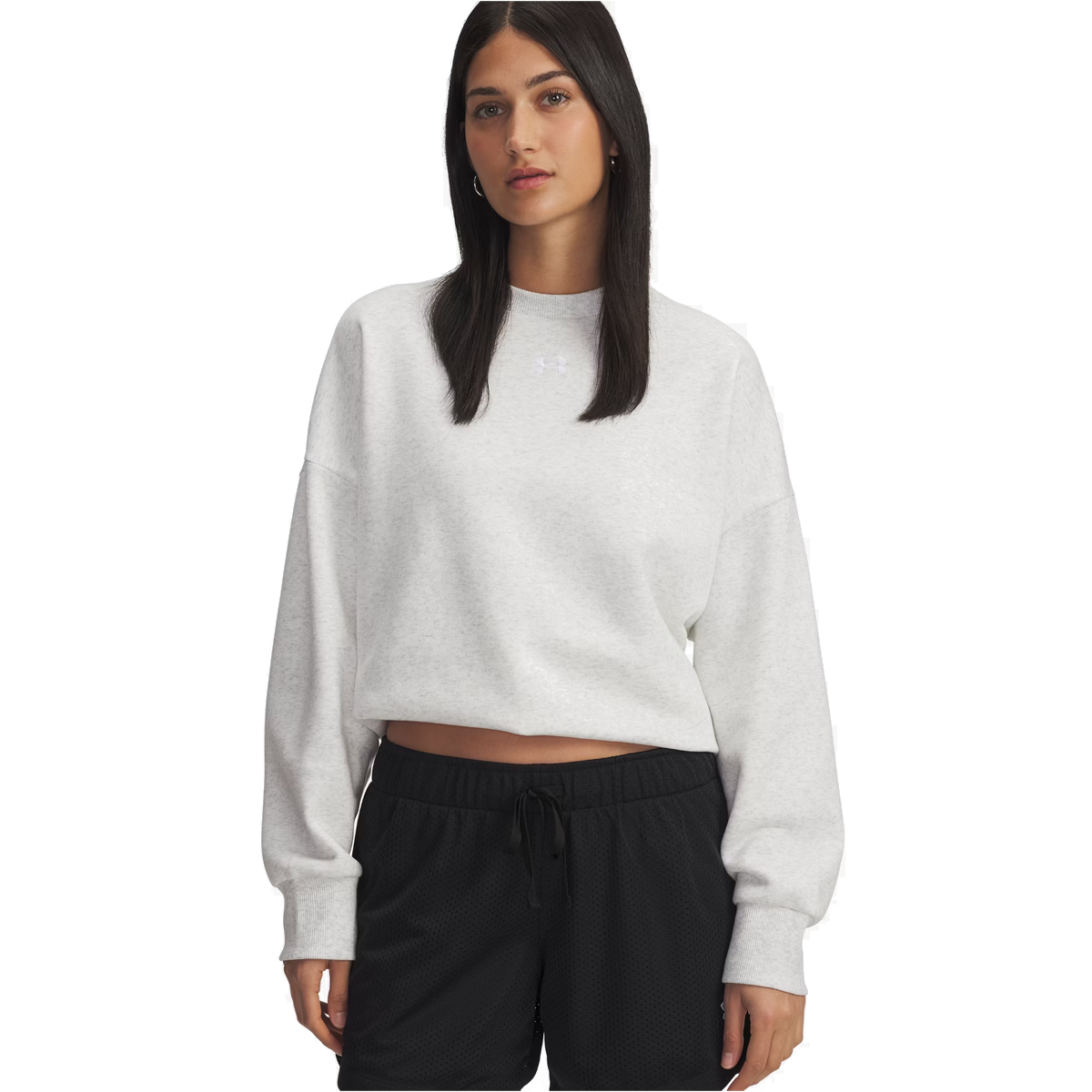 Under Armour Rival Fleece Oversized Crew - Womens - Distant Gray/White