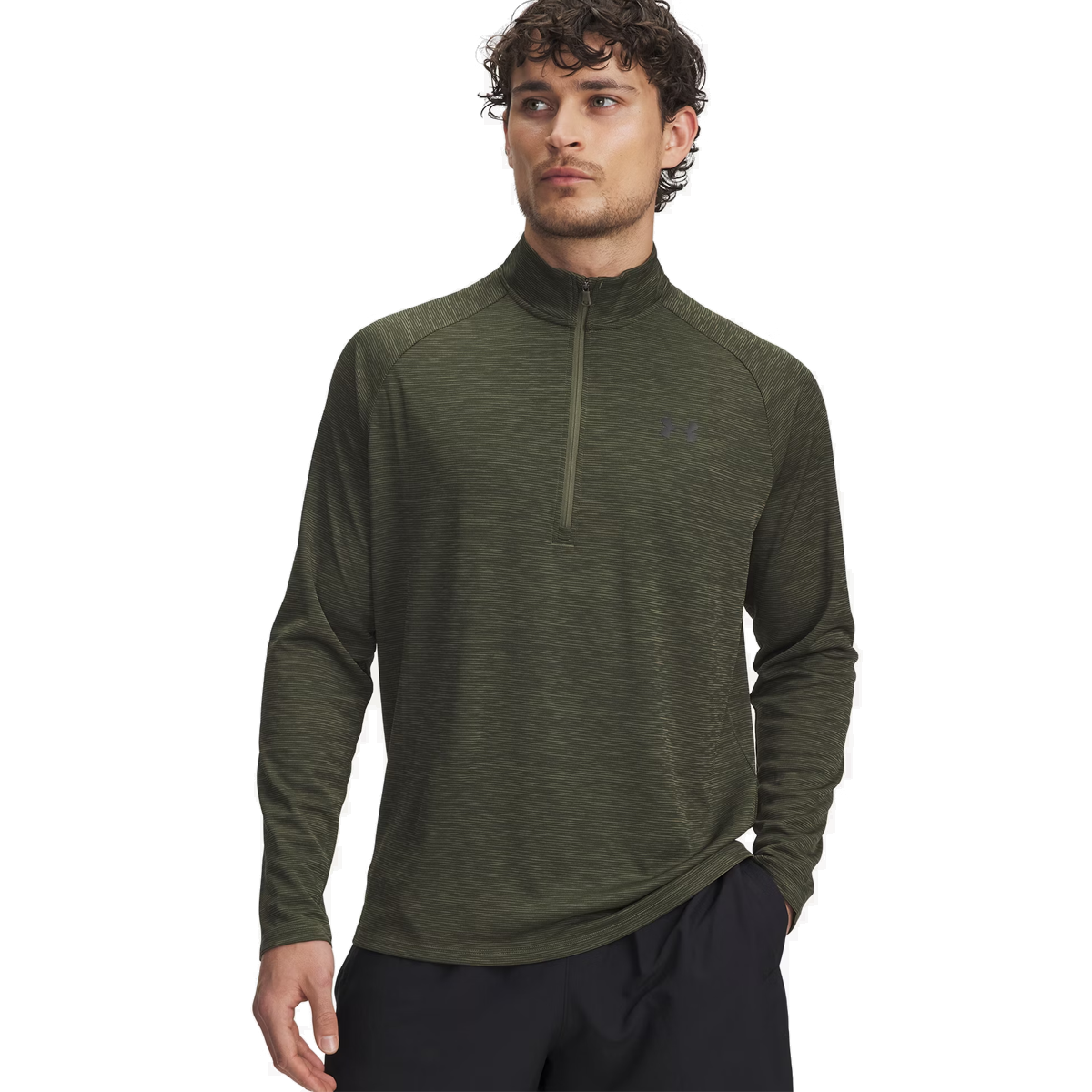 Under Armour Tech Textured 1/2 Zip Training Top - Mens - Marine OD Green/Black