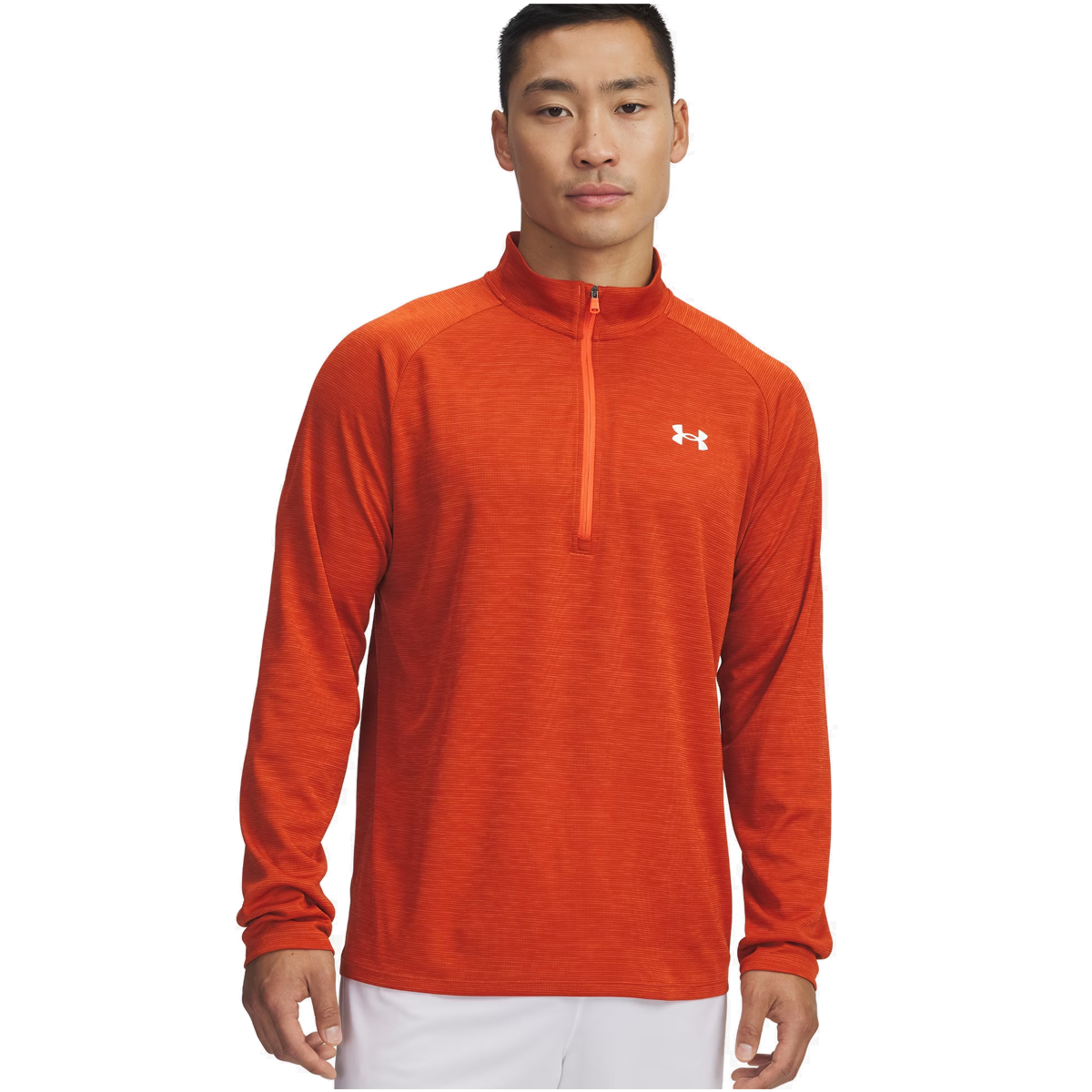 Under Armour Tech Textured 1/2 Zip Training Top - Mens - Orange Base/White