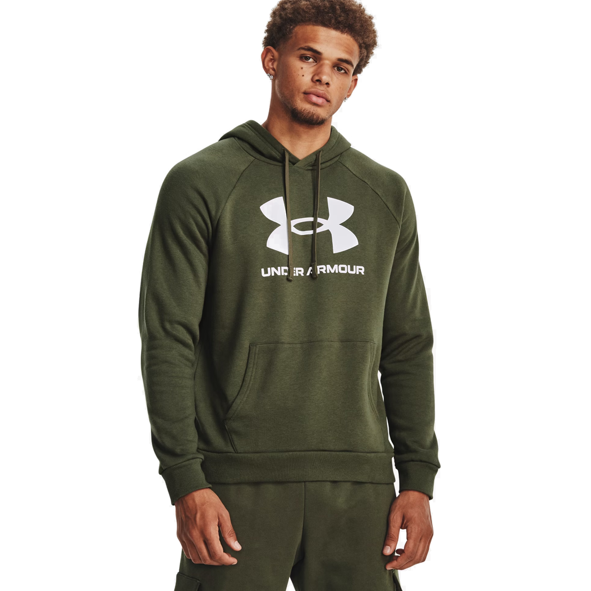 Under Armour Rival Fleece Logo Hoodie - Mens - Marine OD Green/White