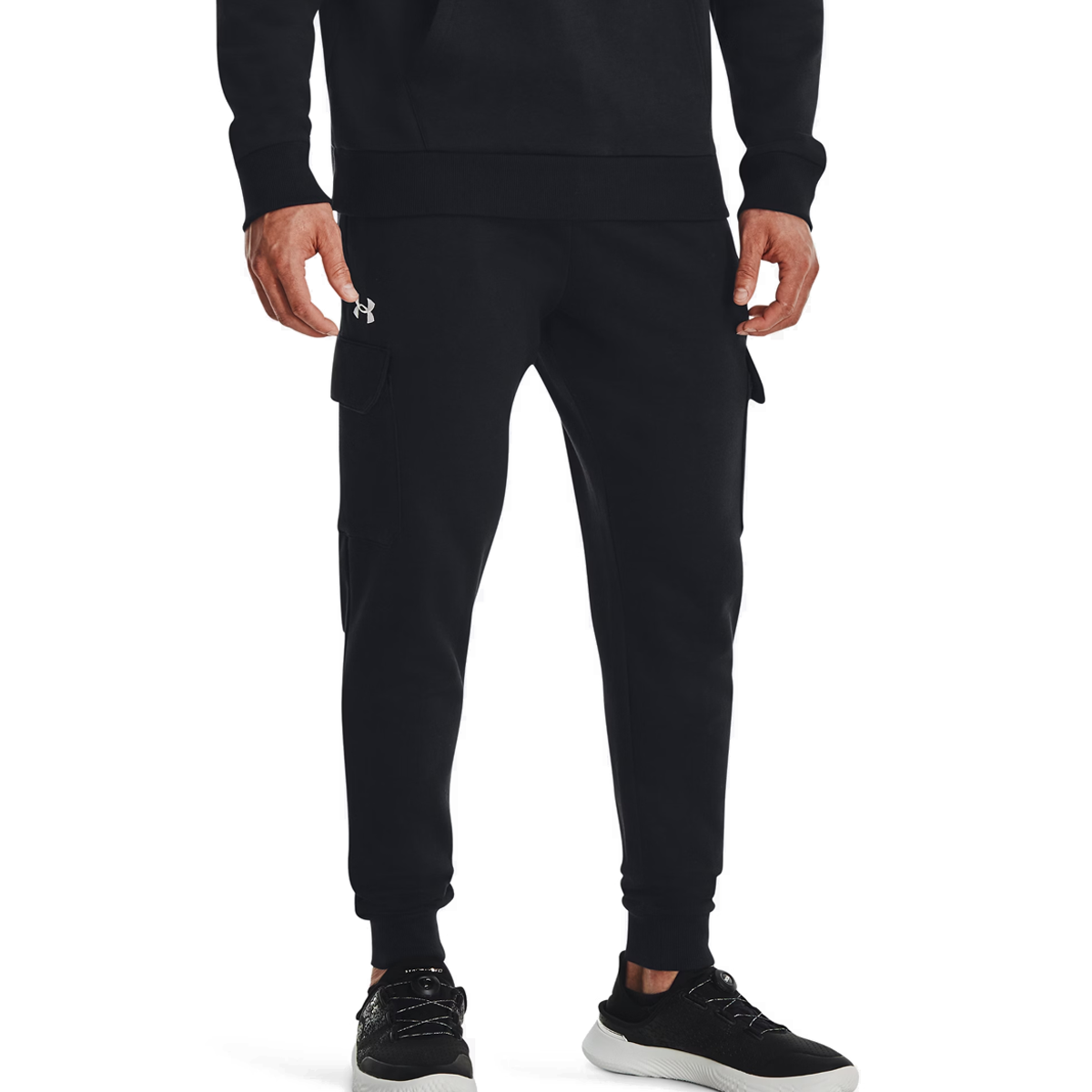 Under Armour Rival Fleece Cargo Joggers - Mens - Black/White