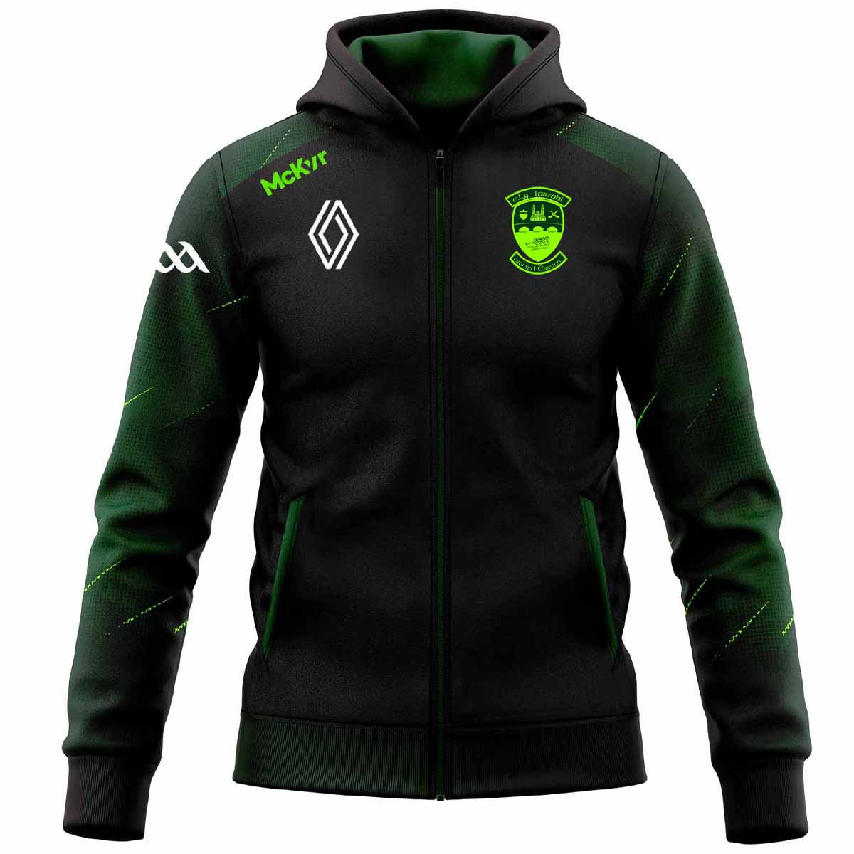 McKvr Westmeath GAA Boost Full Zip Hoodie - Youth - Black/Bottle Green/Pop Green