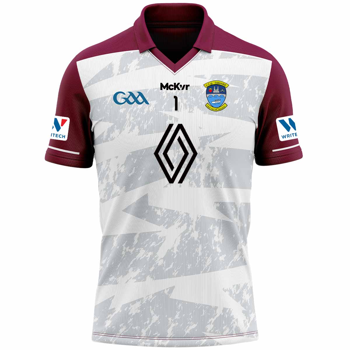 McKvr Westmeath GAA Numbered Goalkeeper Jersey - Adult - White/Maroon Player Fit