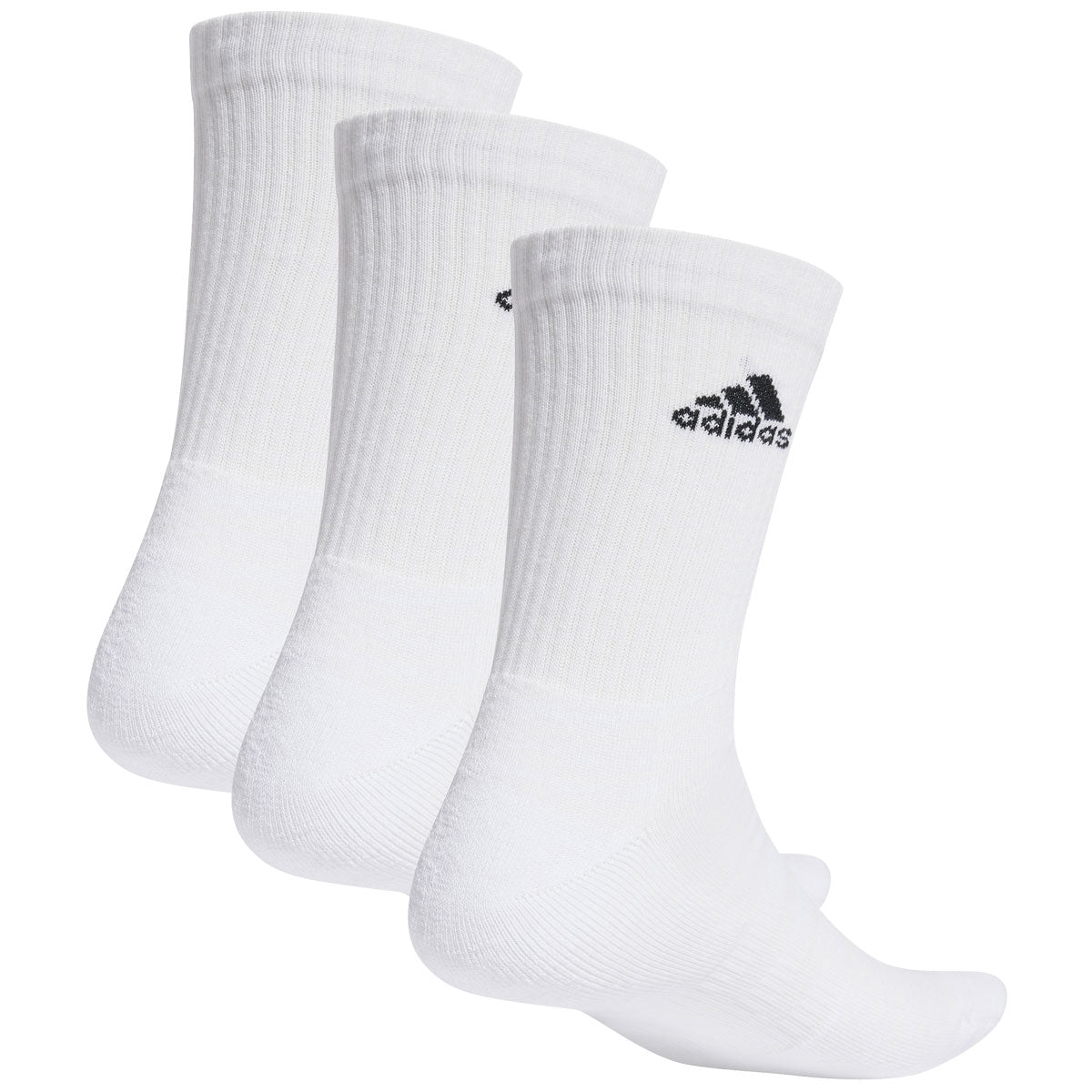 adidas 3 Pack Cushioned Crew Socks - Adult - White/Black