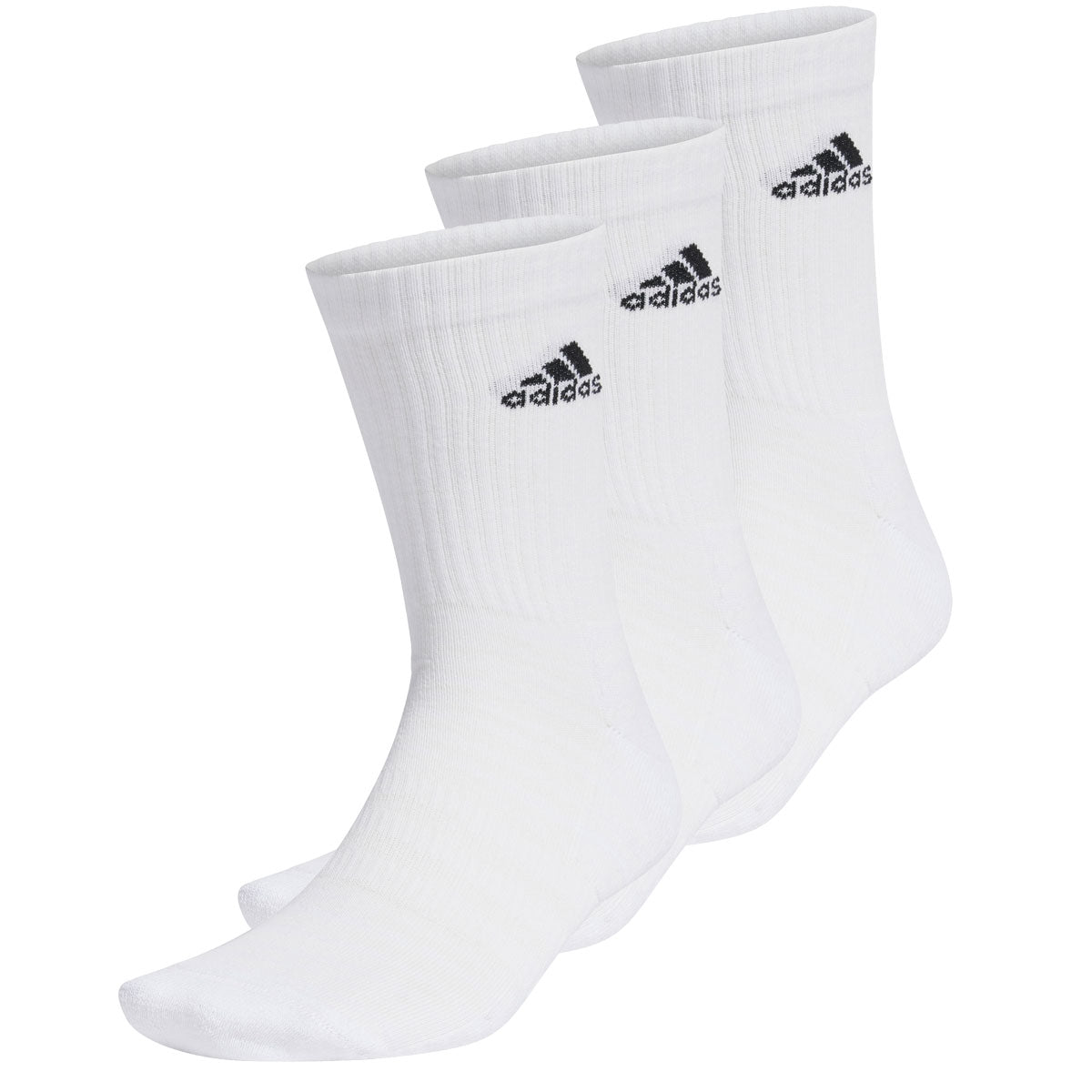 adidas 3 Pack Cushioned Crew Socks - Adult - White/Black
