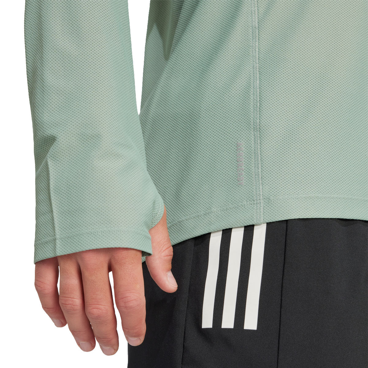 adidas Own The Run Long Sleeved Top - Mens - Silver Green
