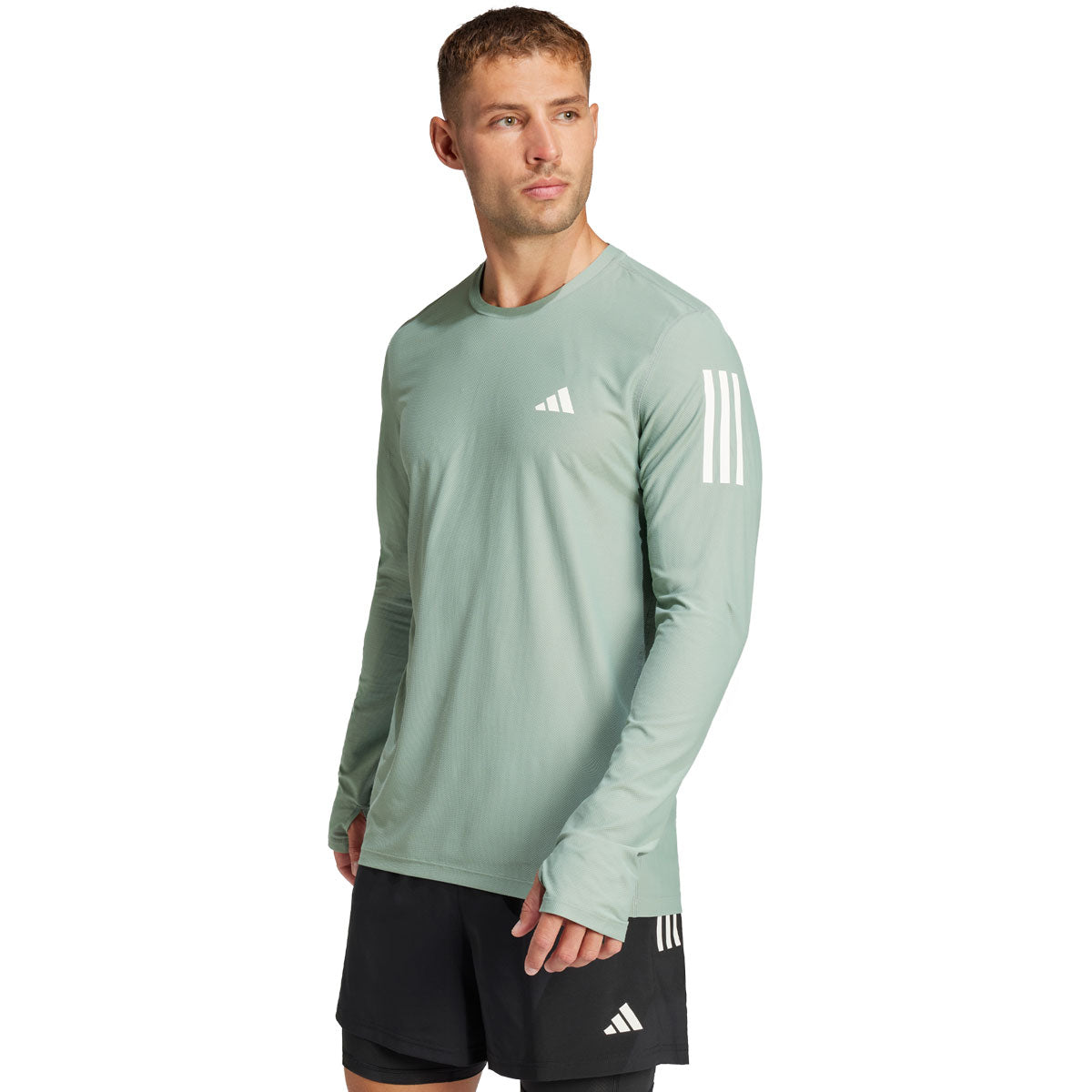 adidas Own The Run Long Sleeved Top - Mens - Silver Green
