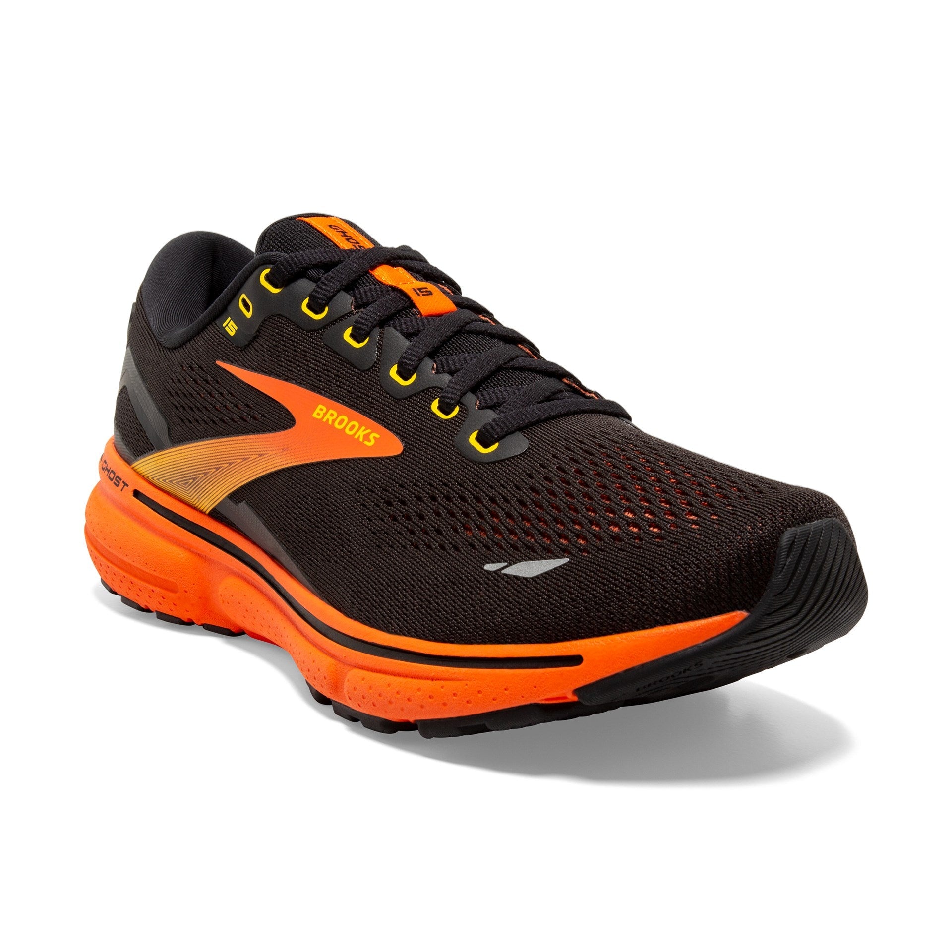 Brooks Ghost 15 Running Shoes - Mens - Black/Yellow/Red