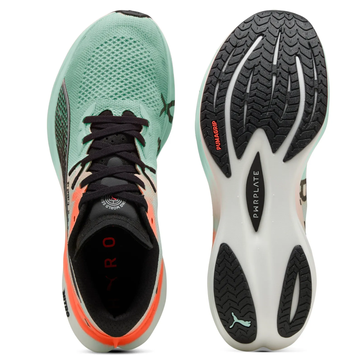 Puma x Hyrox Deviate Nitro 3 Running Shoes - Mens - Glowing Red/Mint Melt