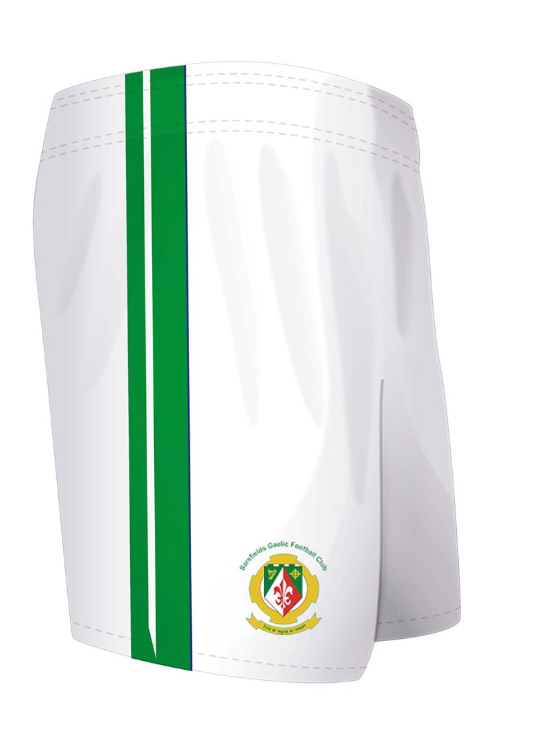 Mc Keever Sarsfields GAA Match Shorts - Youth - White/Green