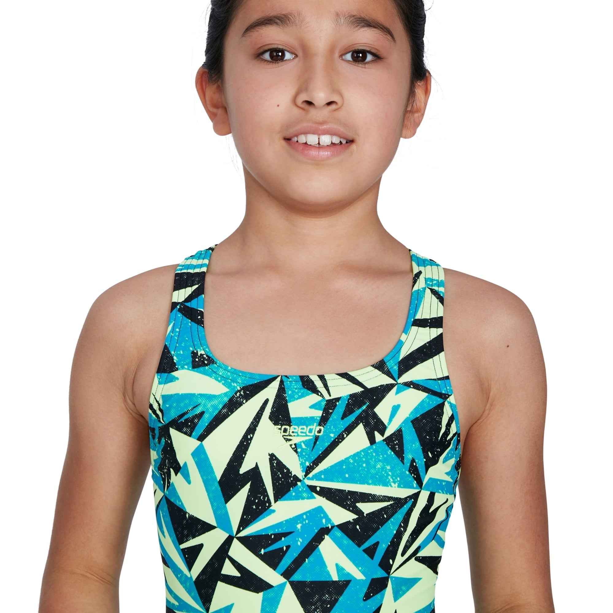 Speedo Hyper Boom Allover Medalist Swimsuit - Girls - Pool/True Navy/Bright Zest