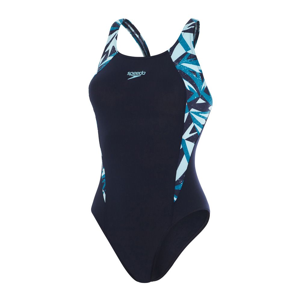 Speedo Hyperboom Splice Muscleback Swimsuit - Womens - True Navy/Nordic Teal/Mercurial Blue