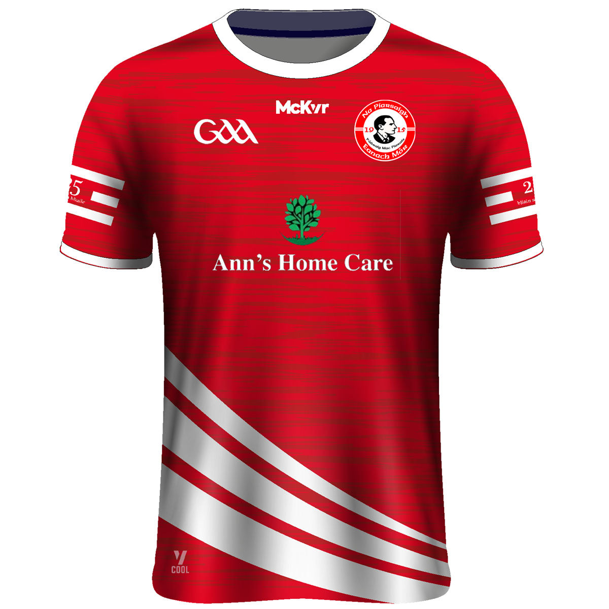 Mc Keever Na Piarsaigh Eanach Mor CLG Official Match Player Fit Jersey - Adult - Red/White