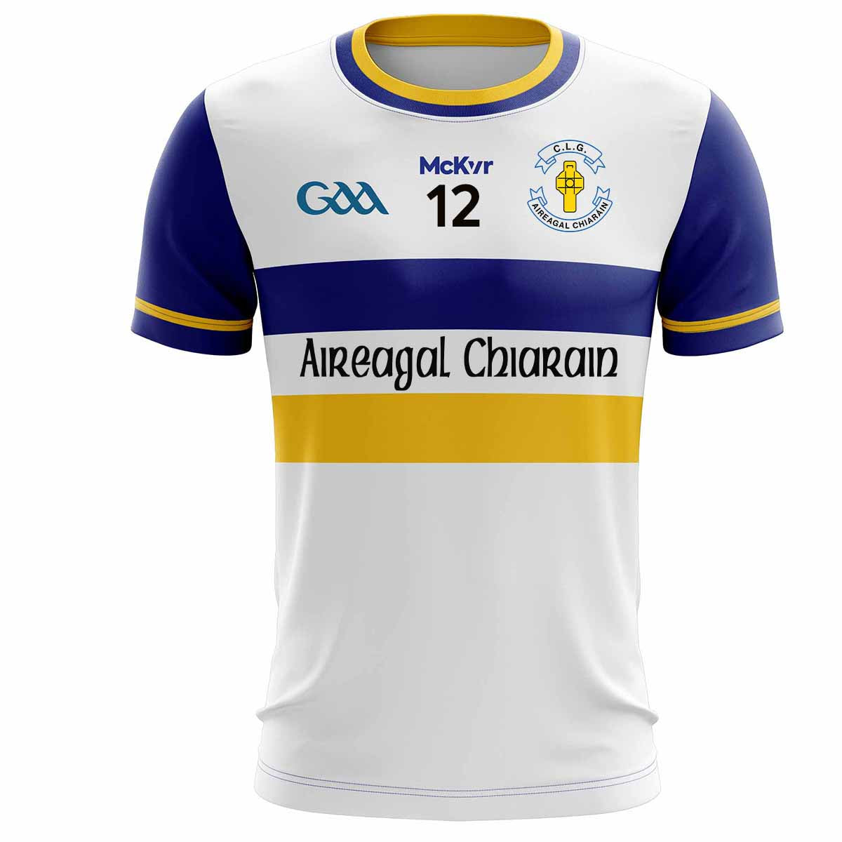 Mc Keever Errigal Ciaran GAA Numbered Home Jersey - Adult - White/Royal Player Fit