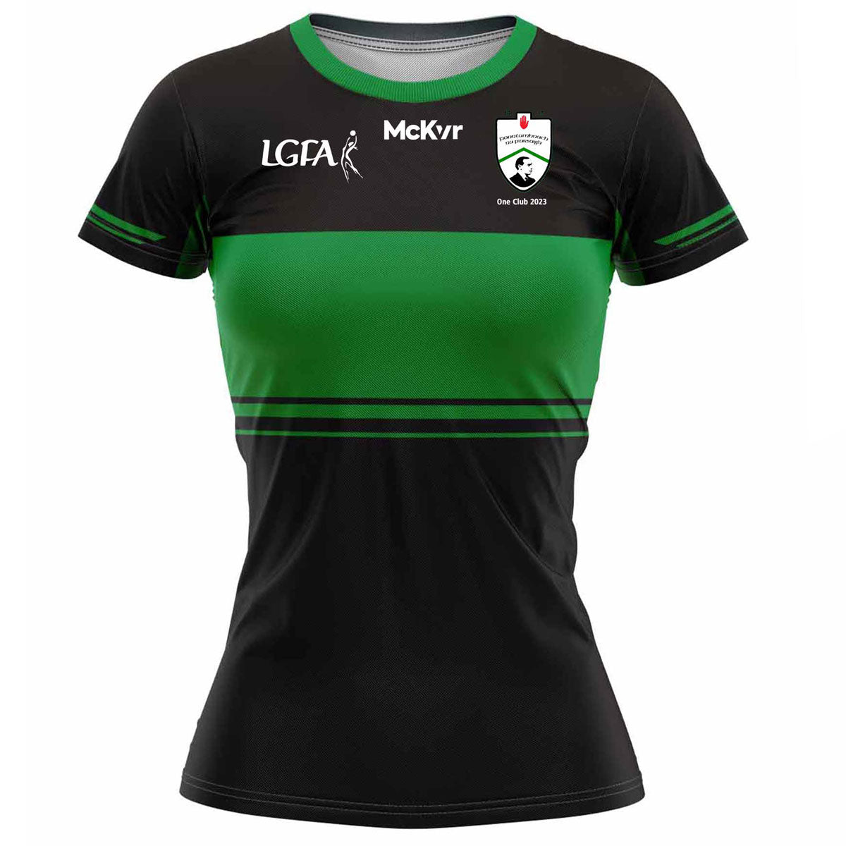 McKvr Fintona Pearses LGFA Training Jersey - Adult - Black/Green Player Fit