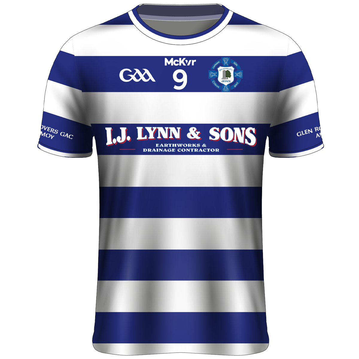 McKvr Glen Rovers Armoy Numbered Playing Jersey - Adult - Blue Player Fit