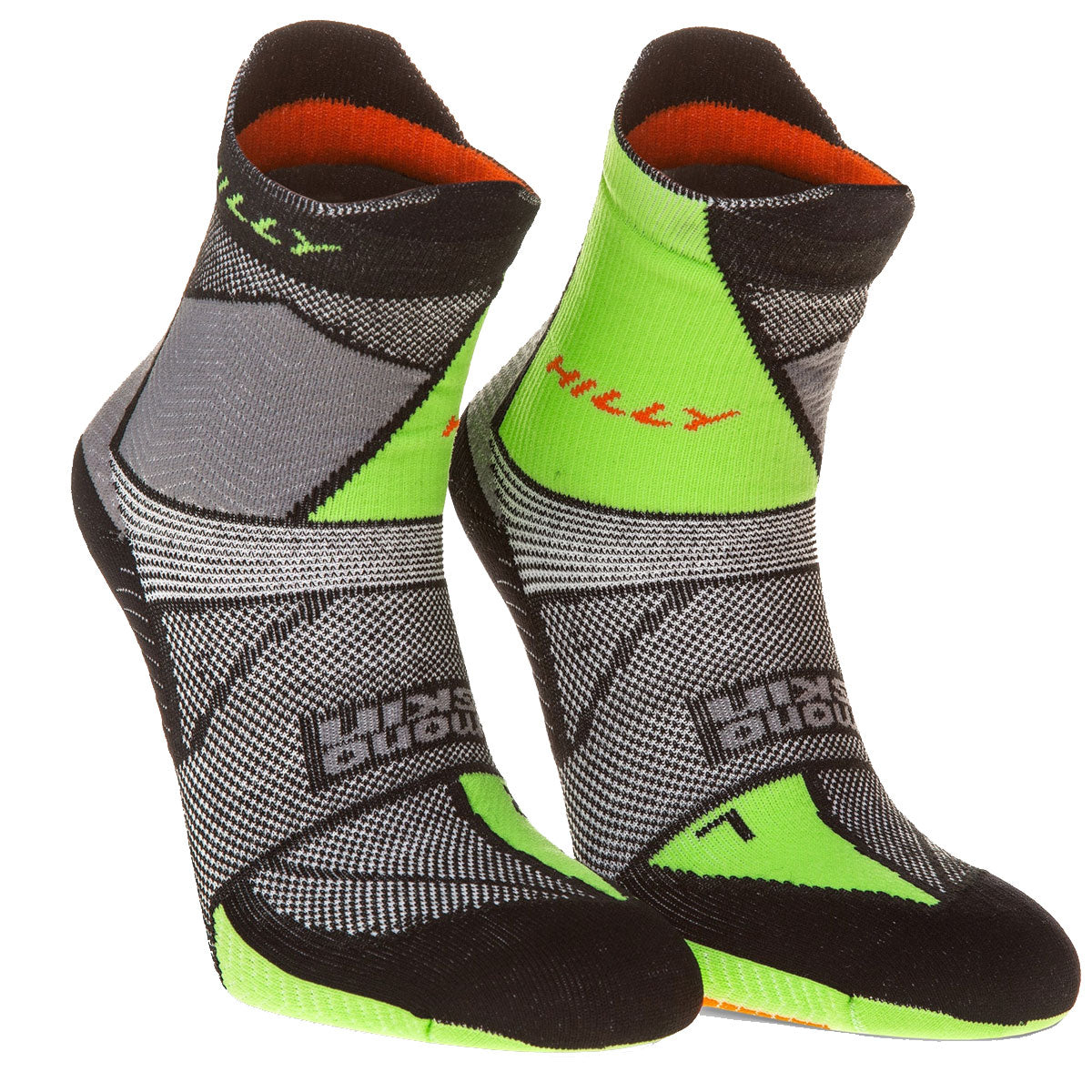 Hilly Marathon Fresh Anklet Med Socks Mens Black/Grey/Lime