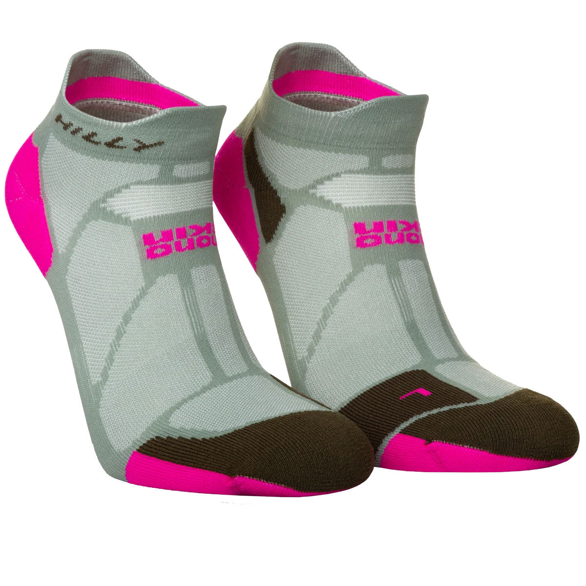 Hilly Marathon Fresh Socklet Min Socks - Womens - Sage/Fluo Pink