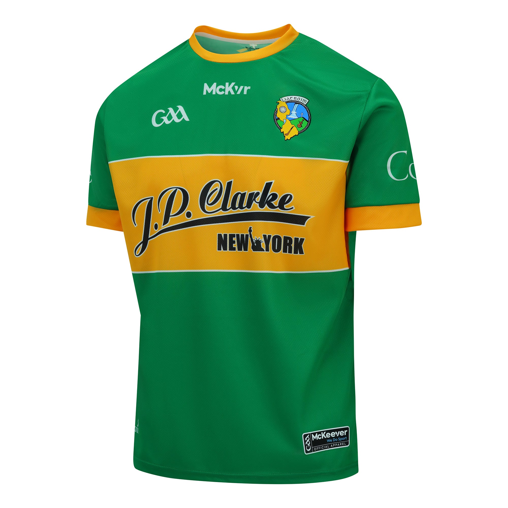 Mc Keever Leitrim GAA Official Home Jersey - Adult - Green/Gold - Player Fit