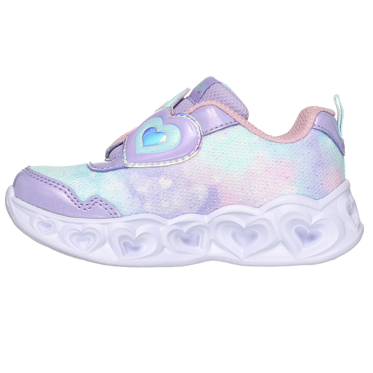 Skechers Heart Lights Trainers - Girls - Lilac/Pink/Blue