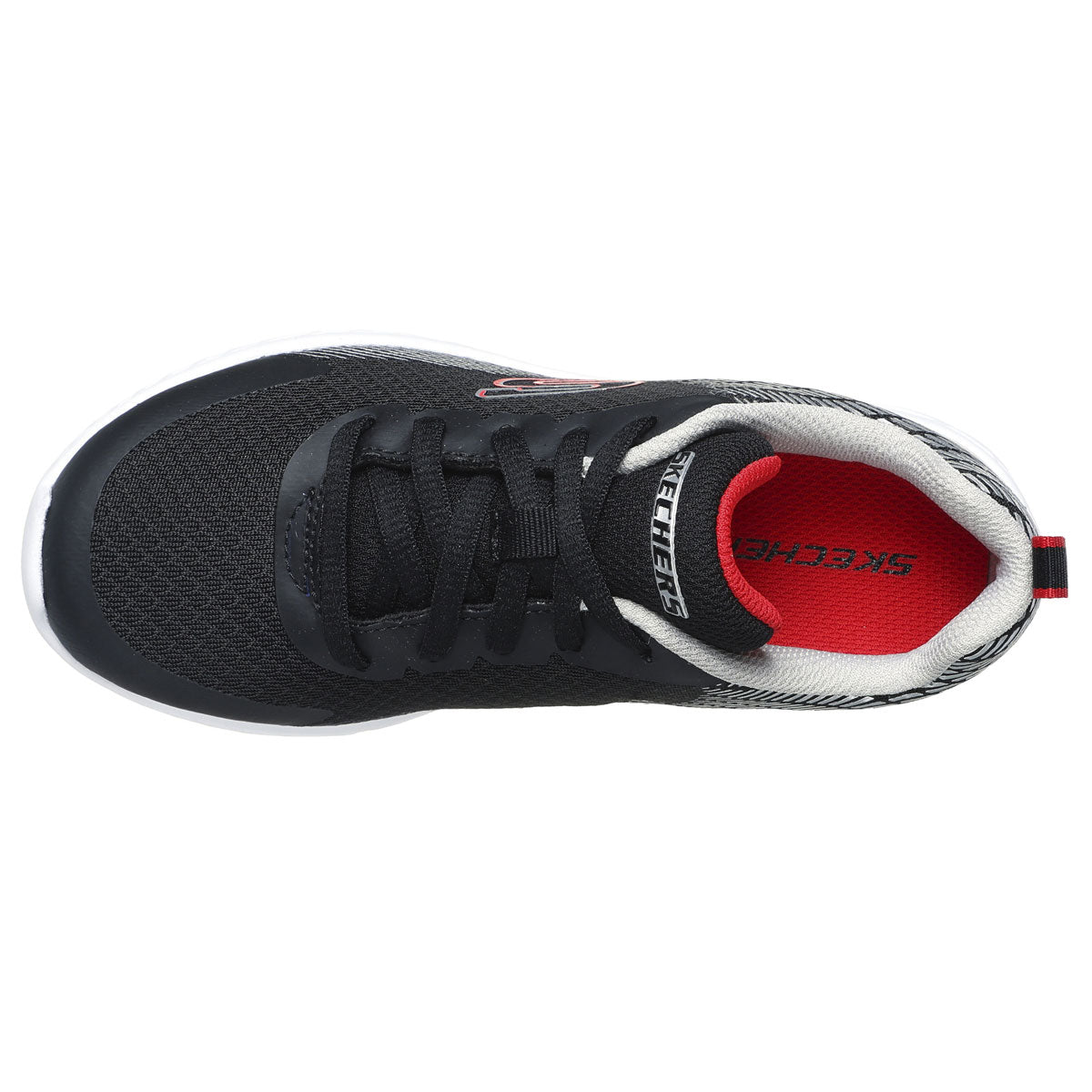 Skechers Microspec II Shoes - Boys - Black/Silver/Red