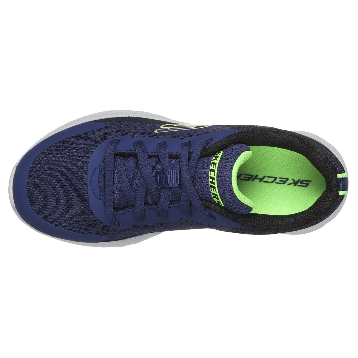 Skechers Microspec II Shoes - Boys - Navy/Black/Lime