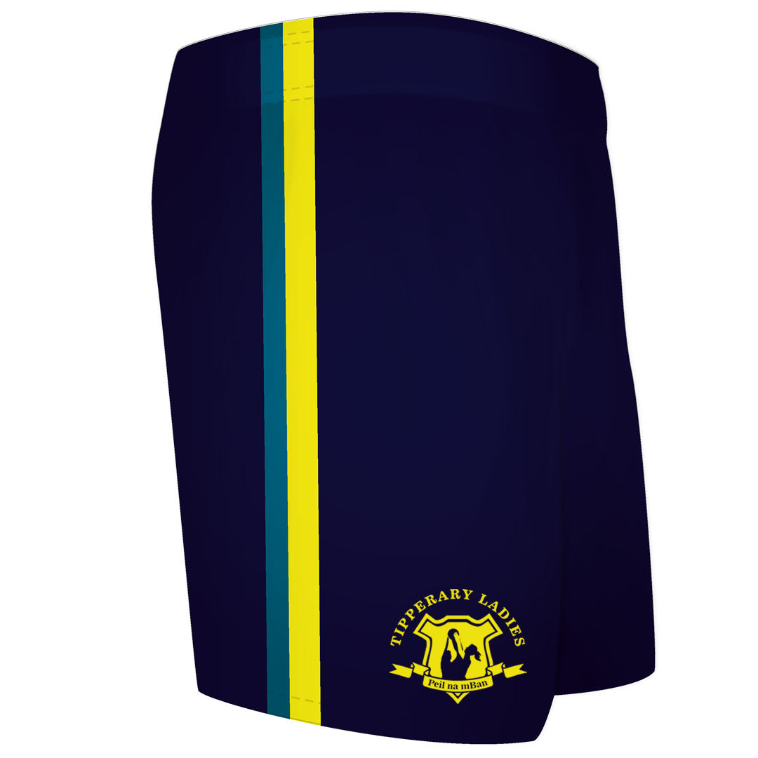 Mc Keever Tipperary Ladies LGFA Official Away Shorts - Youth - Navy/Yellow/Teal