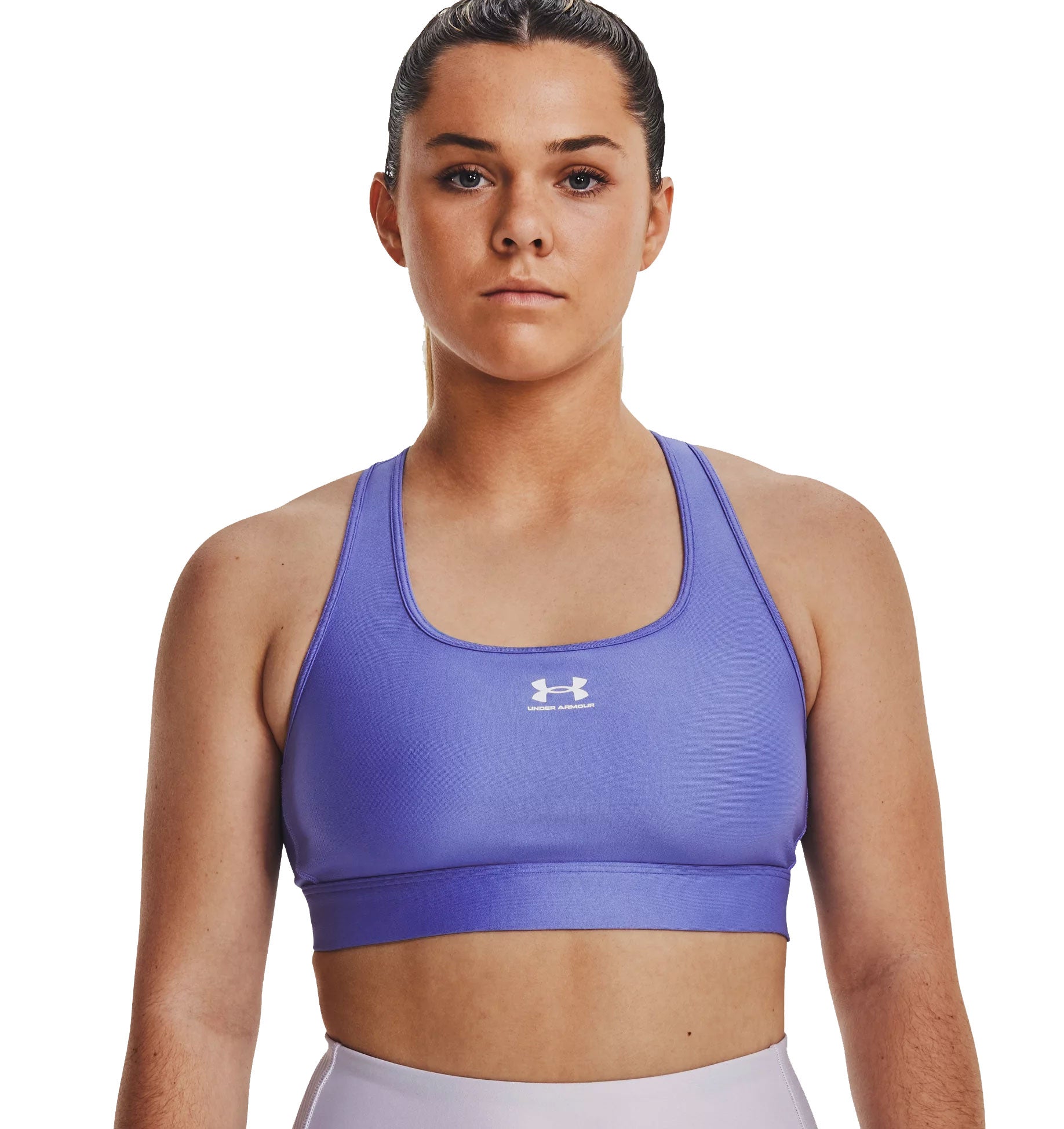 Under Armour Heatgear Armour Mid Padless Sports Bra - Womens - Baja Blue/White