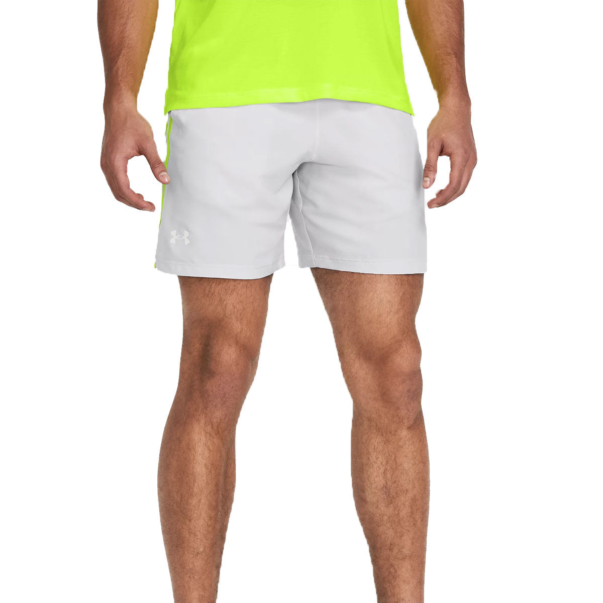 Under Armour Launch 7 inch Running Shorts - Mens - Halo Grey/High Vis Yellow/Reflective