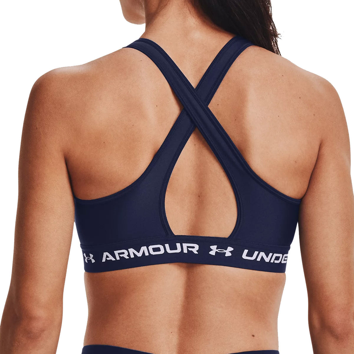 Under Armour Armour Mid Crossback Sports Bra - Womens - Midnight Navy/White