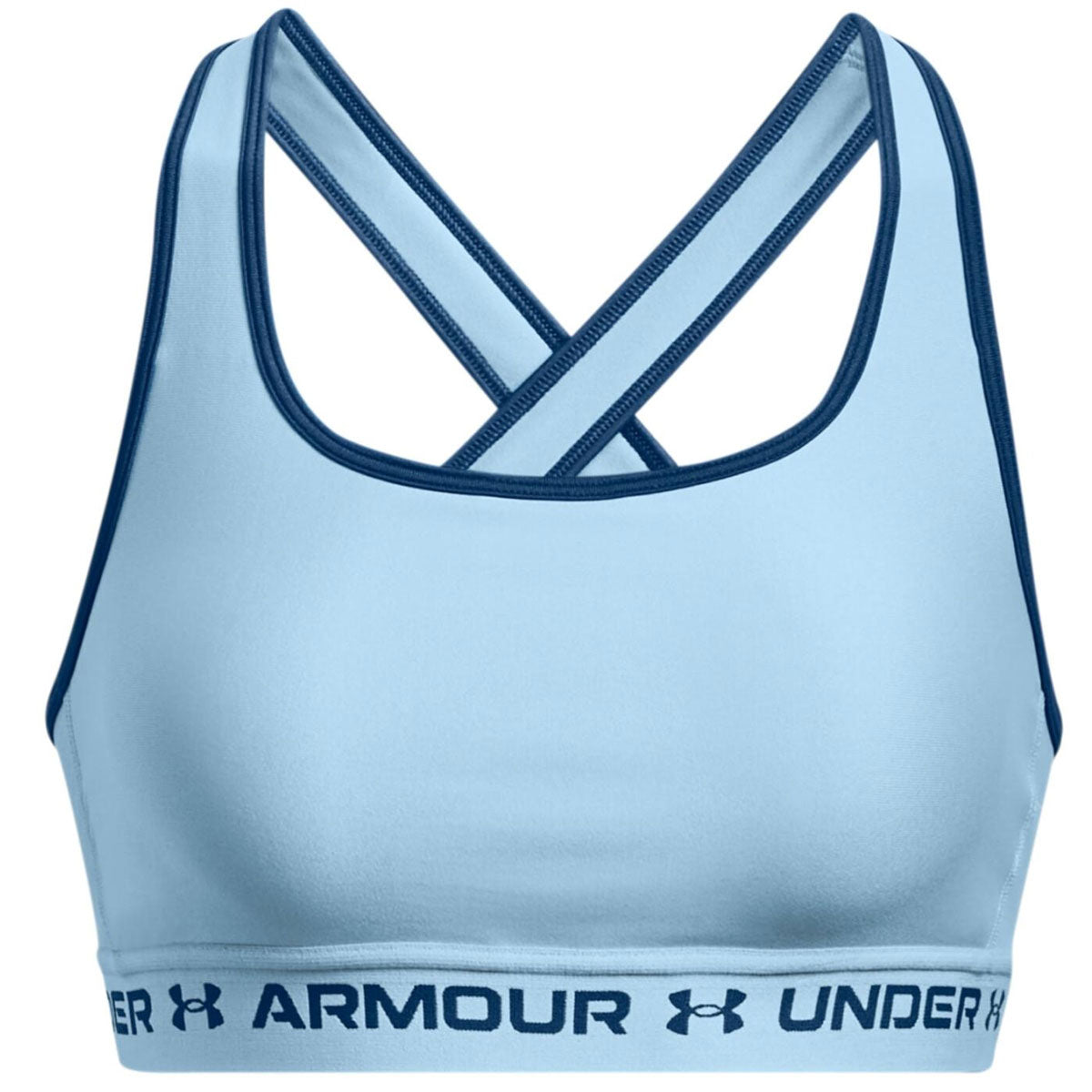 Women's Armour® Mid Crossback Sports Bra (Midnight Navy/White