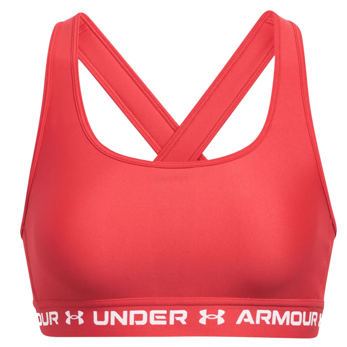Under Armour Armour Mid Crossback Sports Bra Womens Red Solstice White