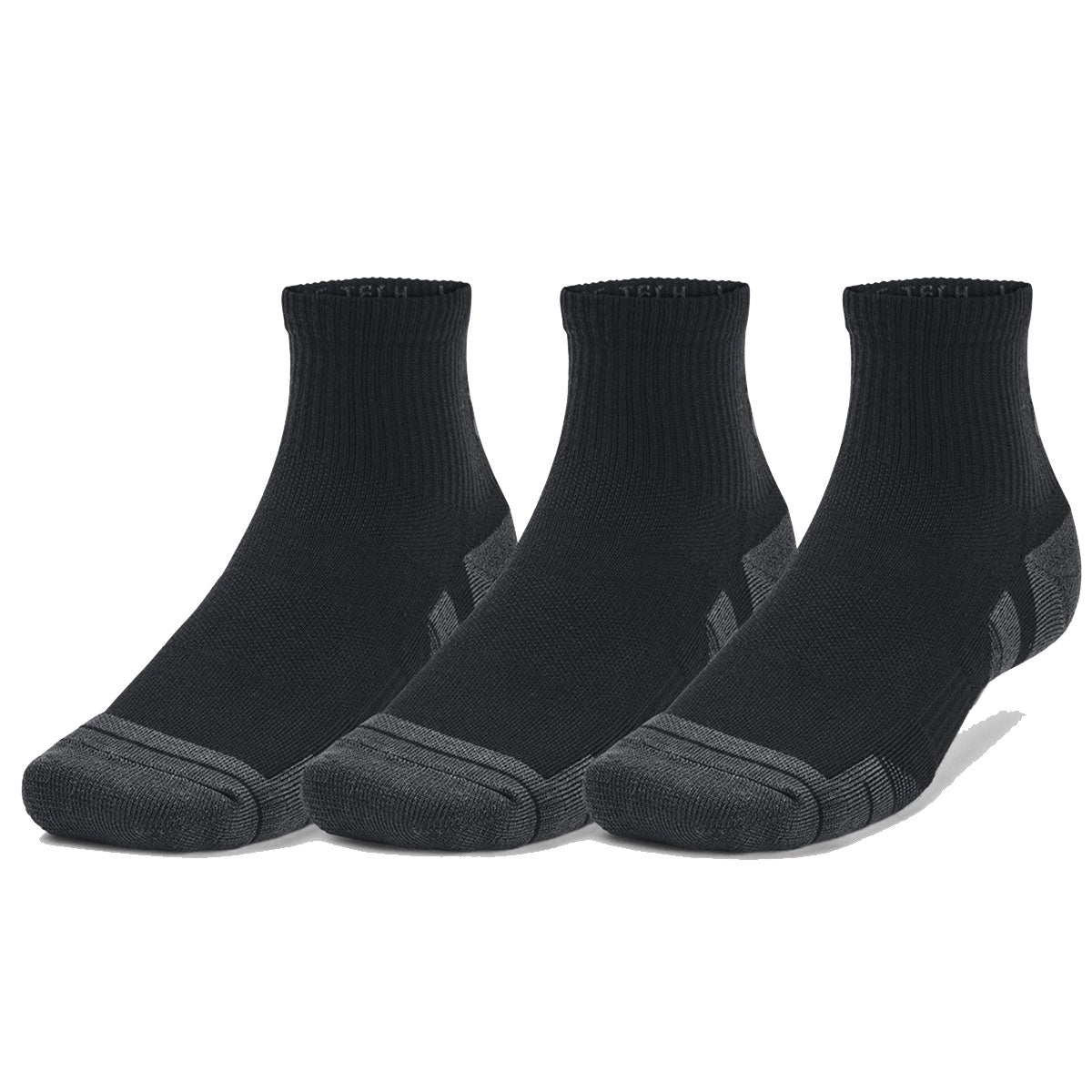 Under Armour Performance Tech 3 Pack Quarter Socks - Adult - Black/Jet Grey