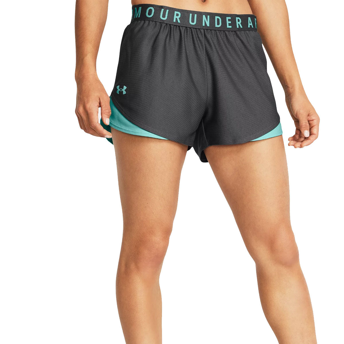 Under Armour Play Up 3.0 Shorts - Womens - Castlerock/Radial Turquoise