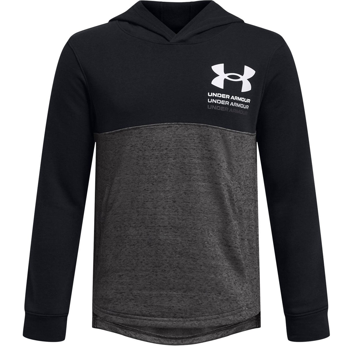 Under Armour Rival Terry Hoodie - Boys - Black/Mod Grey Light Heather/Castlerock Youth X-Small