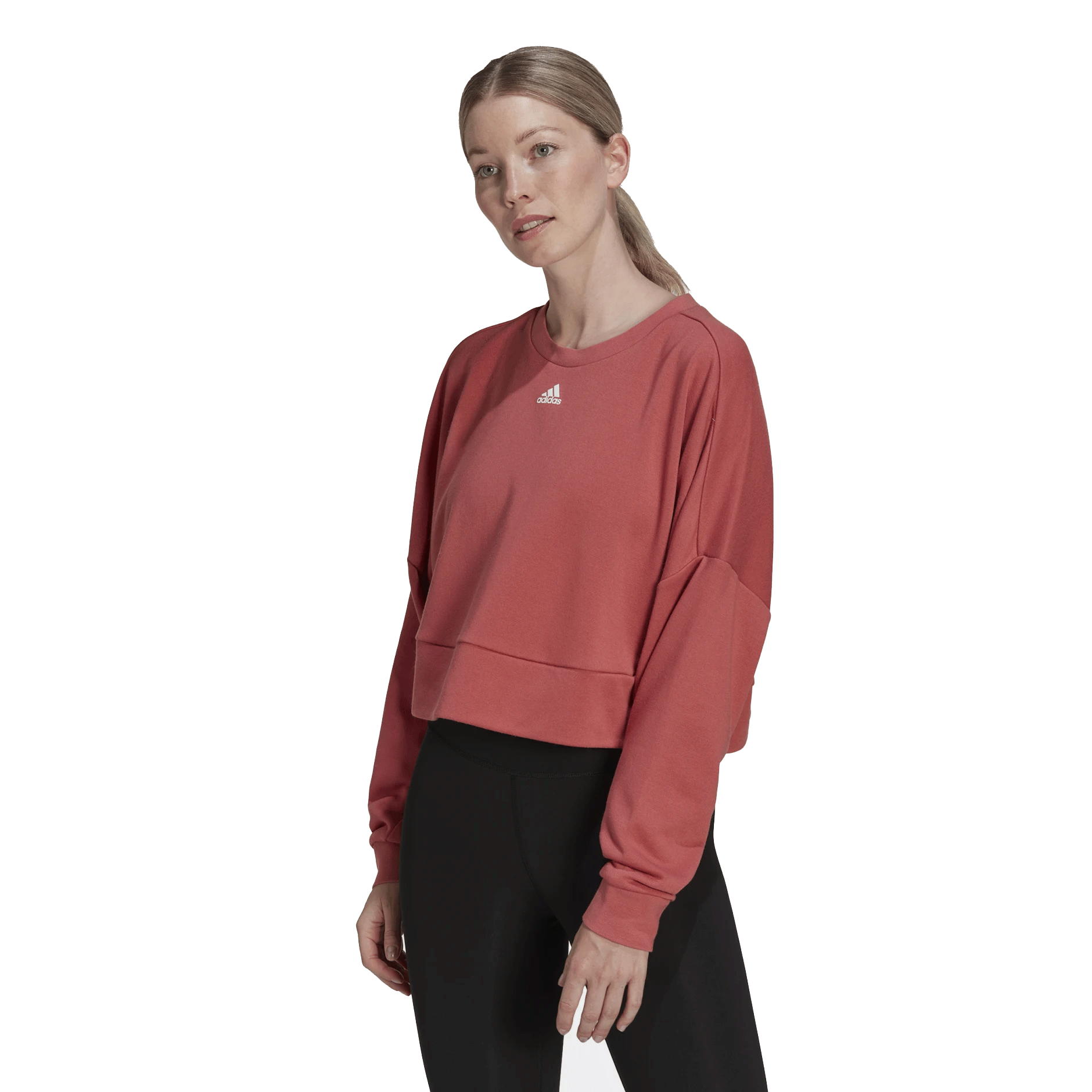 adidas Aeroready Studio Loose Sweatshirt - Womens - Red/White