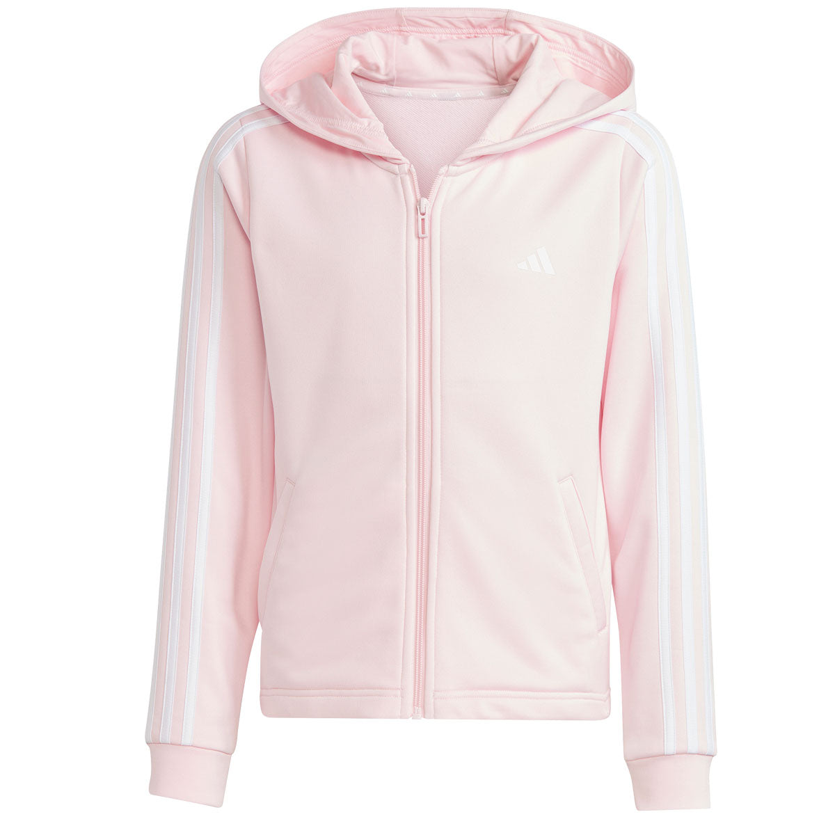 adidas 3 Stripe Essentials Full Zip Jacket - Girls - Cloud Pink/White