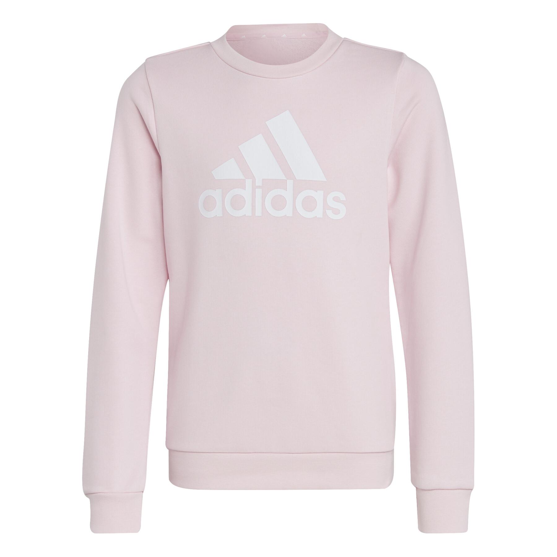 adidas Big Logo Sweat Top - Girls - Clear Pink/White