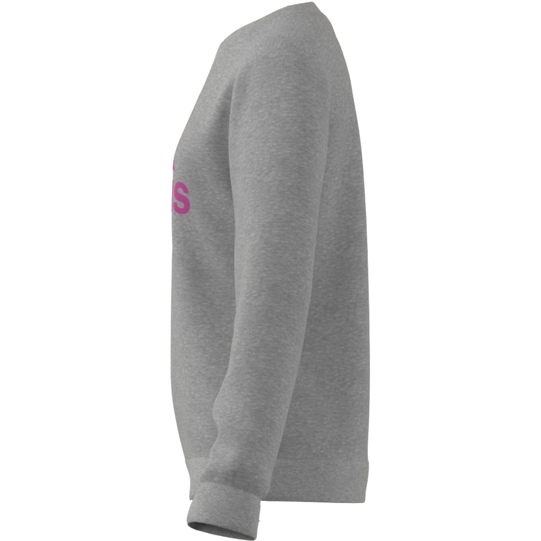 adidas Big Logo Sweat Top - Girls - Medium Grey Heather/Purple